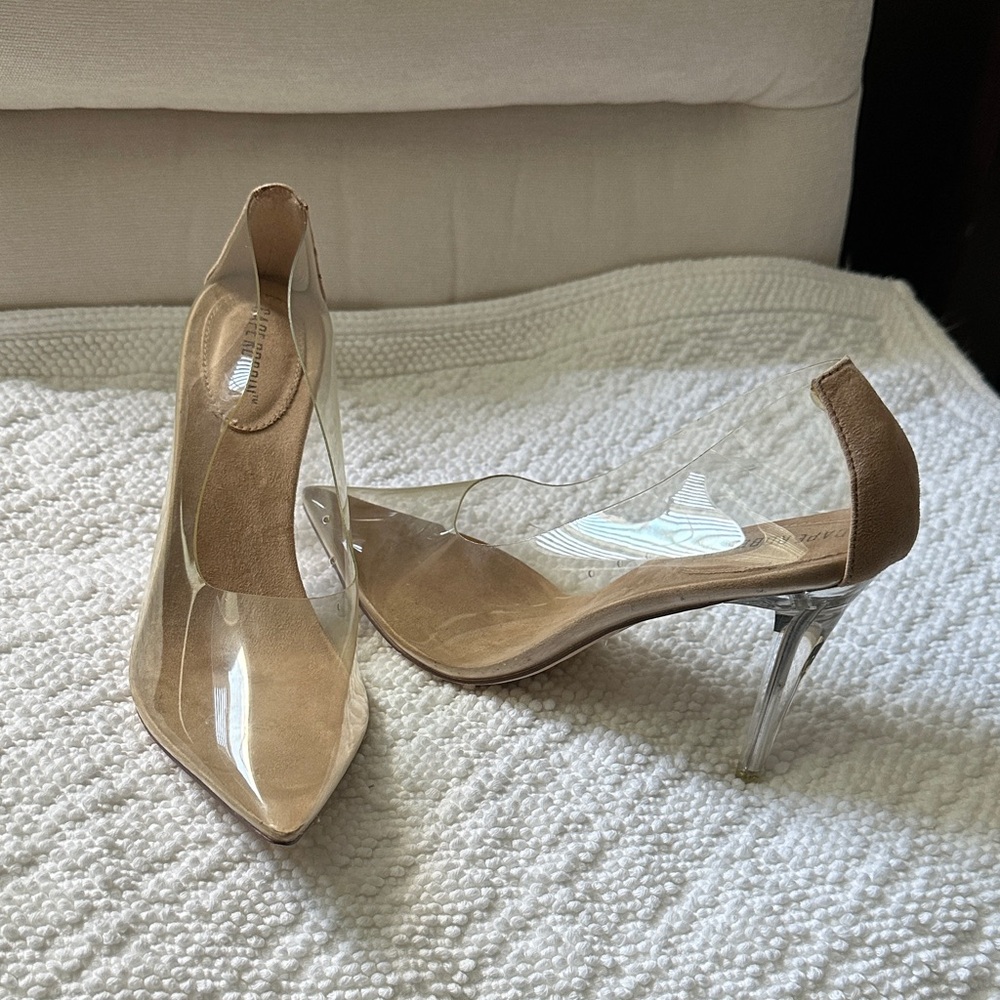 Transparent and Tan Women's Heels